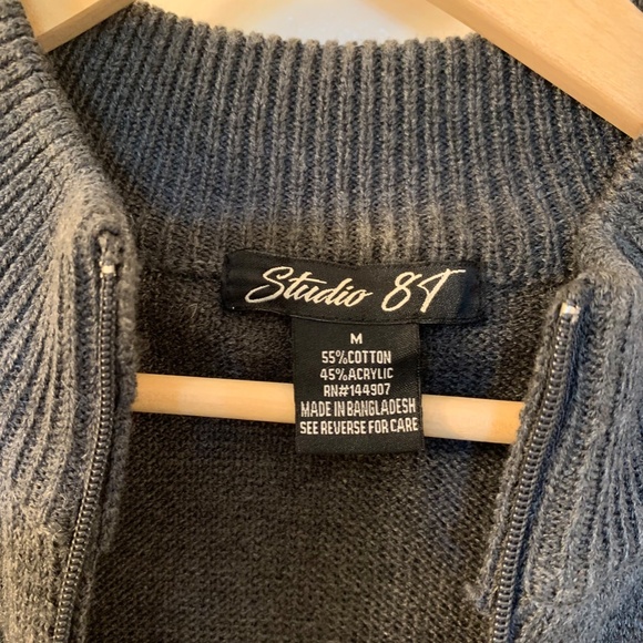 Men's Charcoal Zip-Front Sweater (Studio 84) - Picture 2 of 3